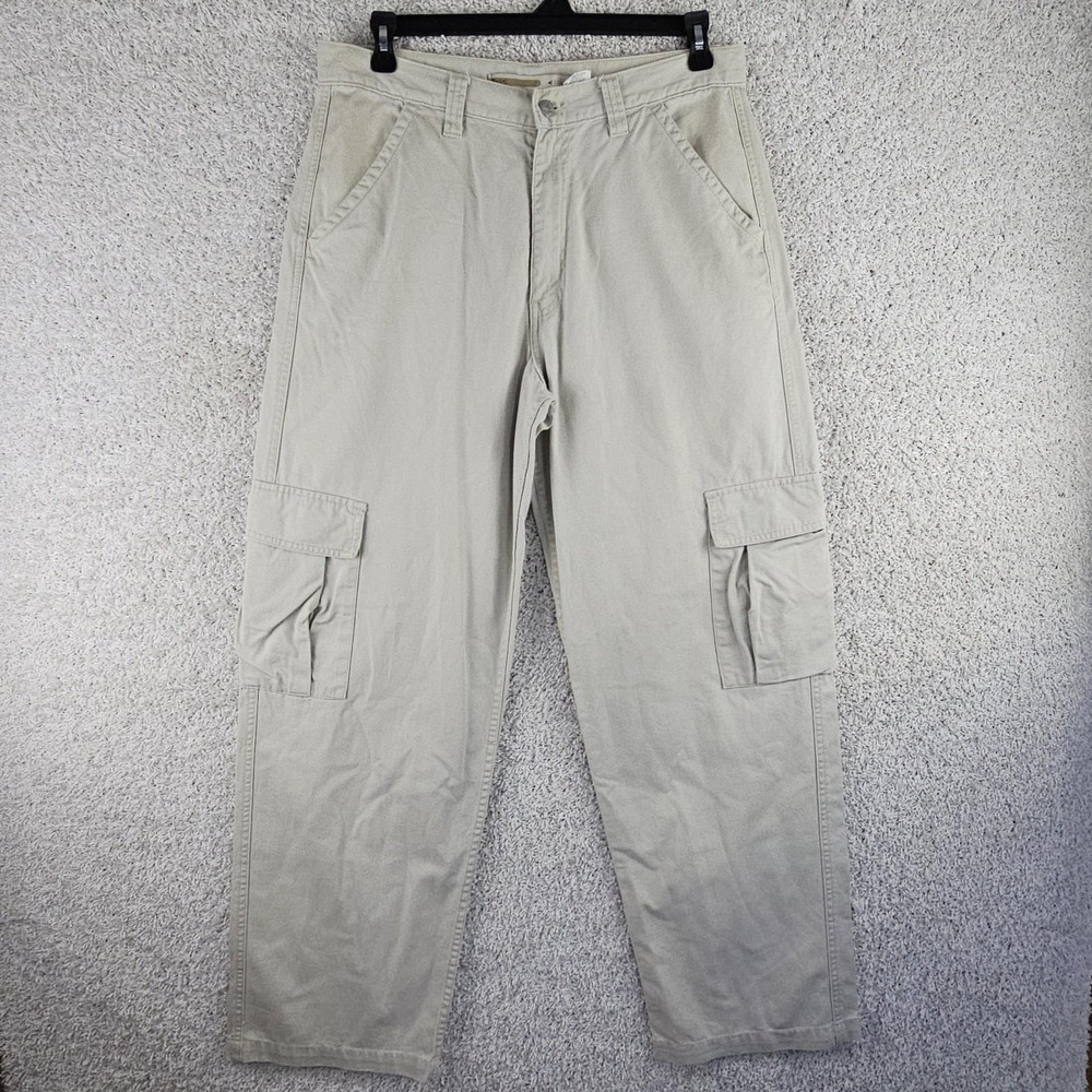 Vintage Levis SilverTab Cargo Khaki Pants Sz‎ 34x34 (32.5) Y2K Baggy Loose Skate